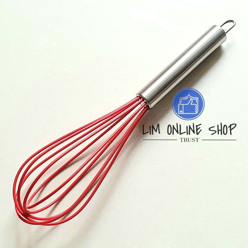 Hand Whisker Silikon Alat Kocokan Telor Shaker Adonan Egg Whisk Silicone Stainless Steel Handle