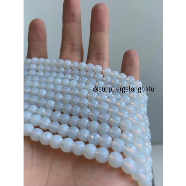 Batu Moonstone opalite AGATE 6mm CUTTING natural bahan gelang kalung