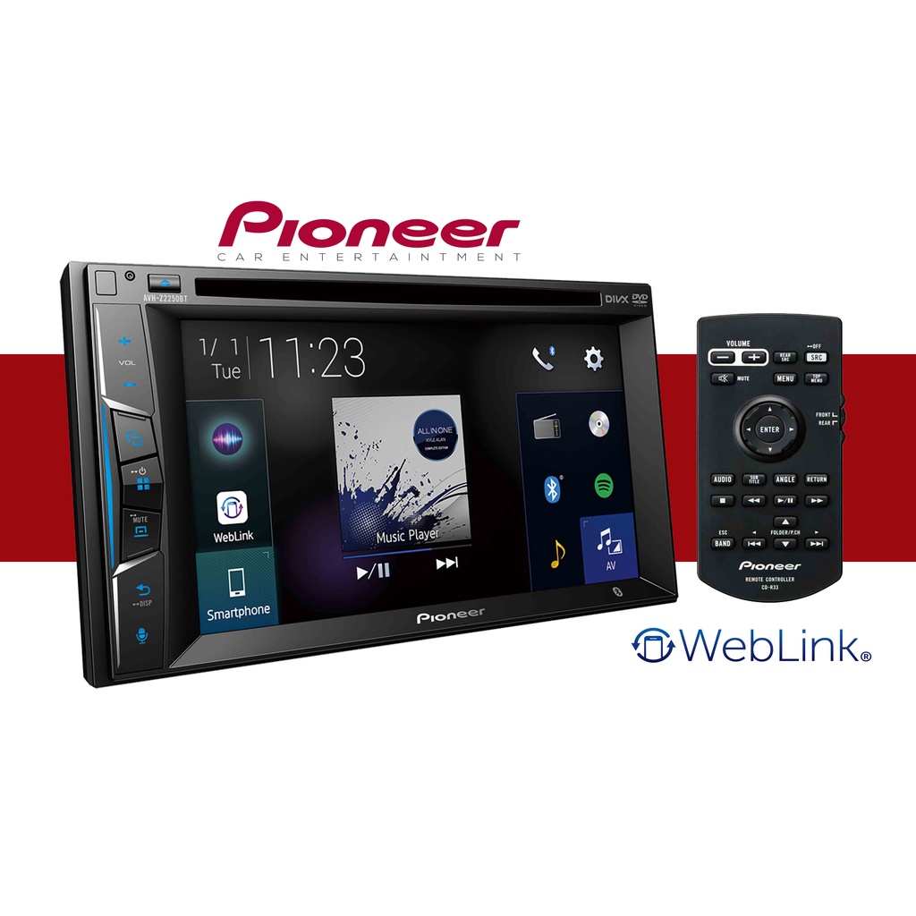 Pioneer AVH-Z2250BT Double Din DVD Apple Carplay Android Auto Weblink