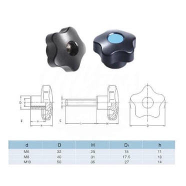 Knob Star Mur M6 M8 M10 Mur Bintang / Knob bintang Female Thread Screw Star Kenop BIntang drat dalam