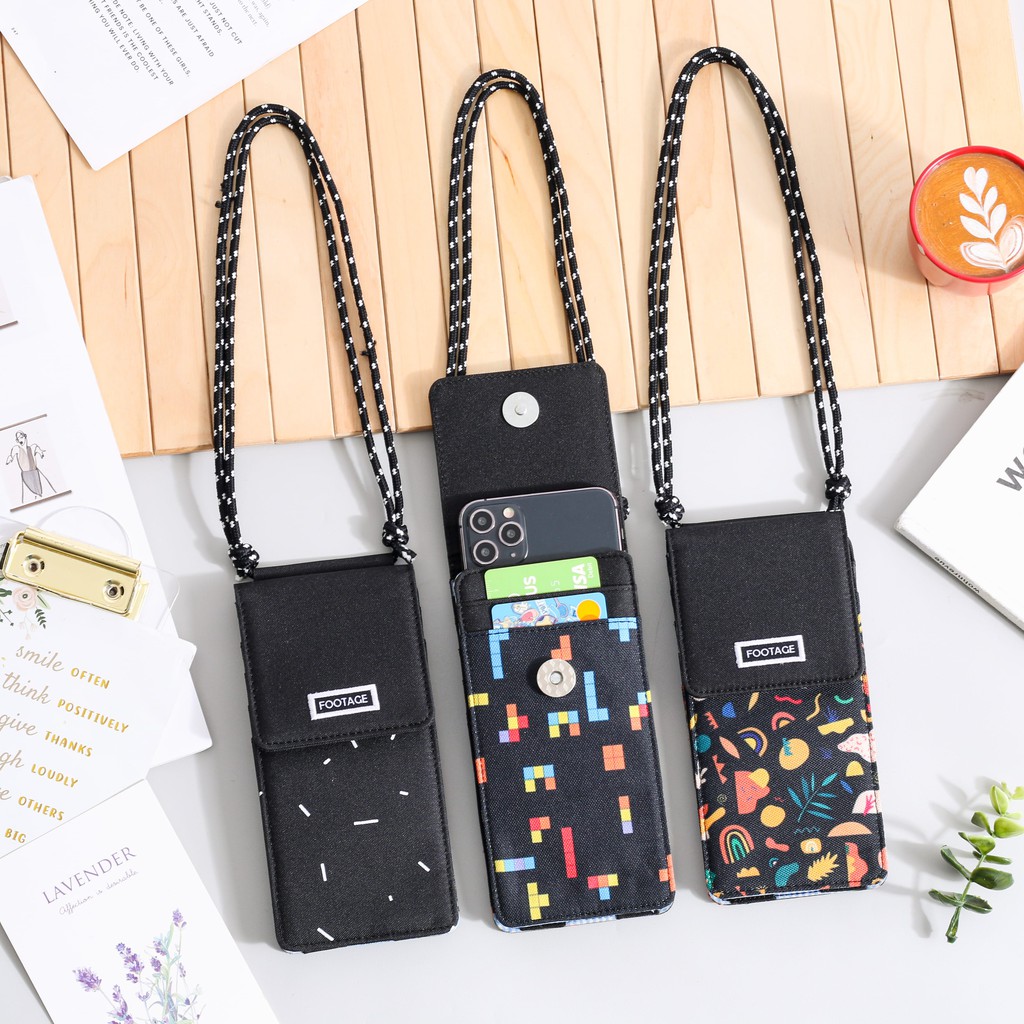 Dompet HP ID Card Holder Hanging Phone Wallet Kalung Gantung Leher Multifungsi Wanita Pria Motif TS8