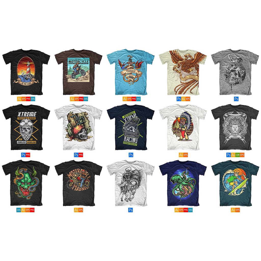 100 T-Shirt Designs Mega Pack - Vector Designs