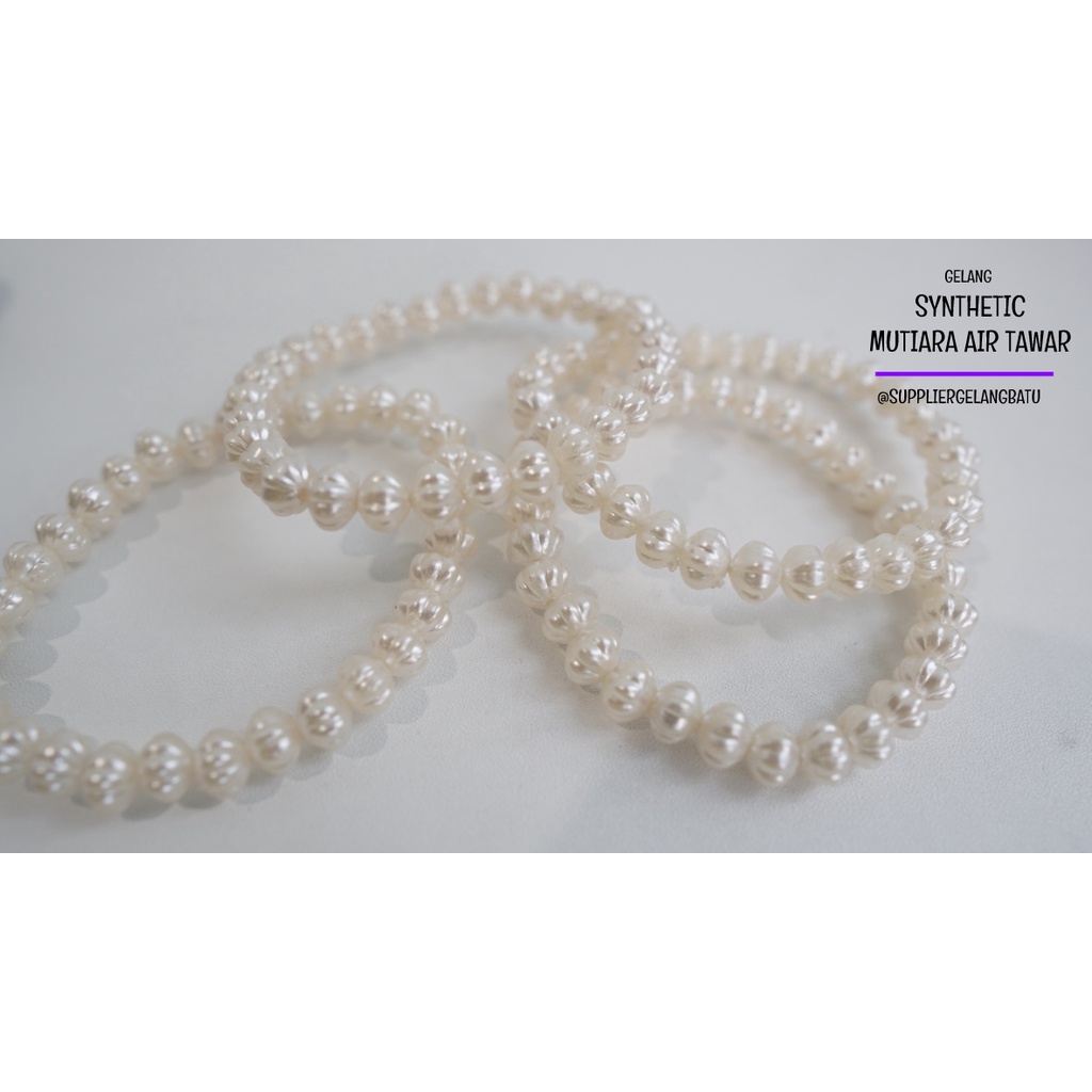 GELANG Mutiara Sintetis BAKPAO 8MM WHITE PEARL TULANG kado aksesoris