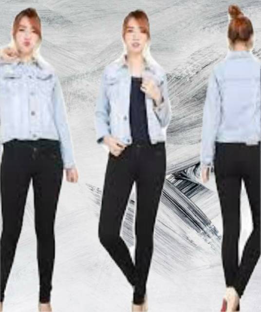 Celana jeans pensil  panjang hitam wanita softjeans impot