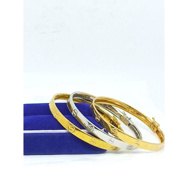 GELANG BANGLE CART*R POLOS /GELANG PERAK ASLI SILVER 925 LAPIS EMAS/GELANG FASHION WANITA IMPOR TERBARU