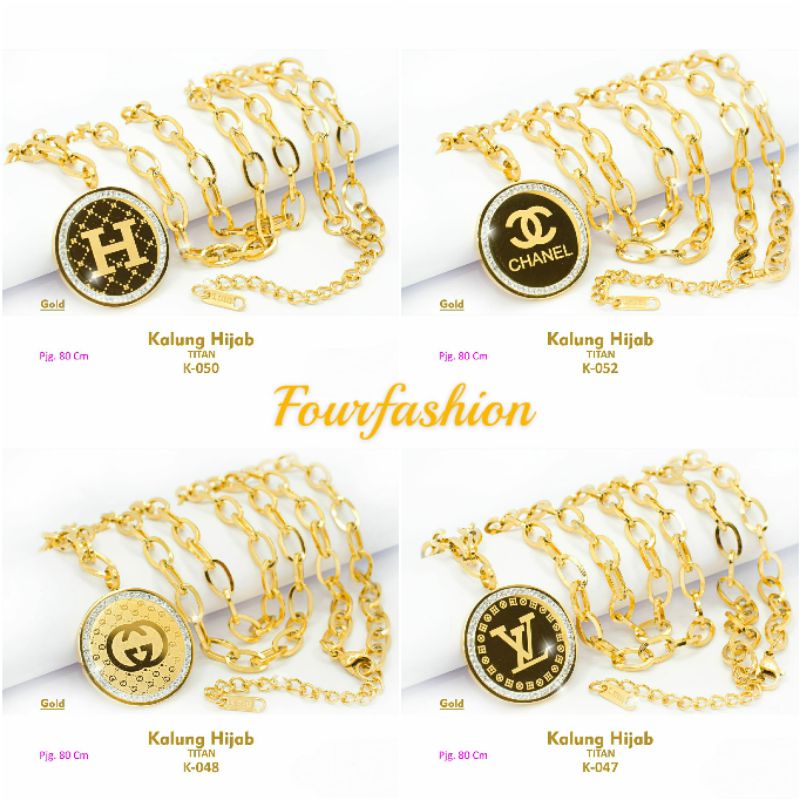 Fourfashion Kalung Rantai Wanita Hijab Titanium Bulat Permata Premium Limited YF06
