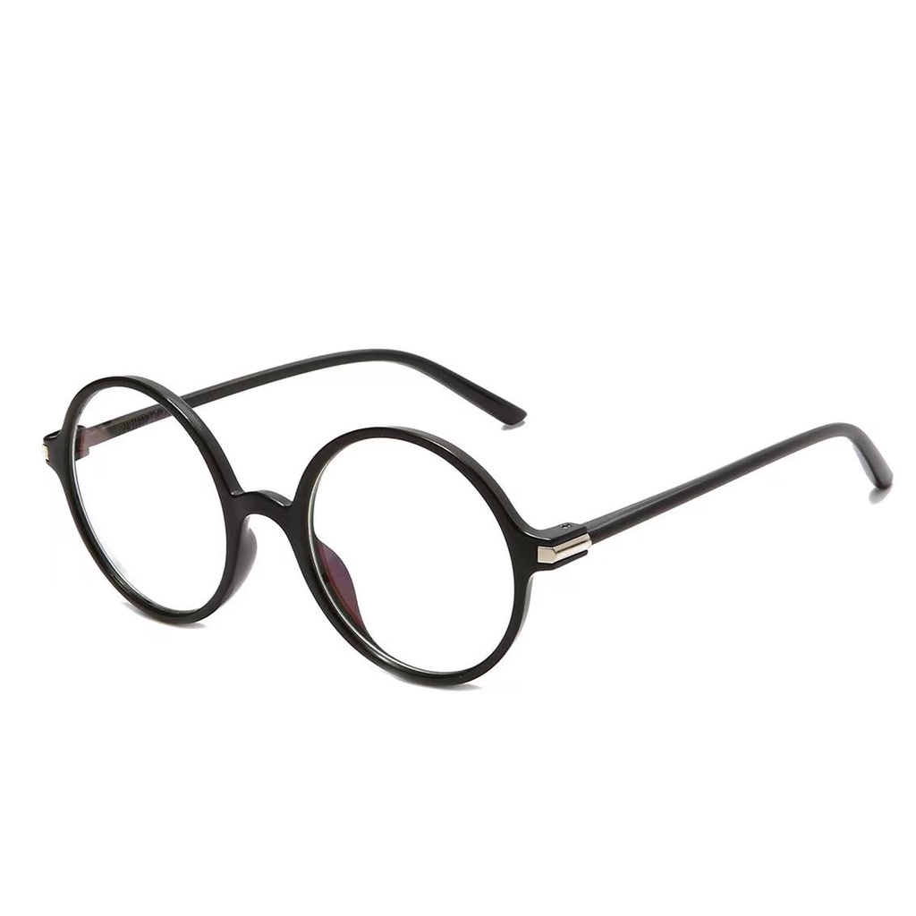 (Rowling)Kacamata Perlindungan Anti Radiasi Bulat Wanita Pria Dan Wanita Yang Nyaman Import Kacamata Fashion-Ka-98 Bright Black