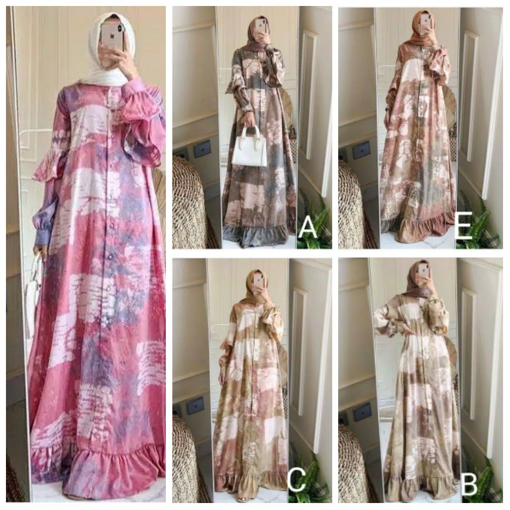 Gamis Wanita - Gamis Jumputan Palembang Gamis Kekinian Motif Tiedye