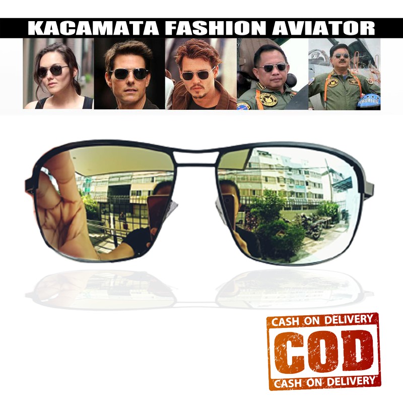 Kacamata Hitam Anti UV Kaca mata Hitam Korean Style Lensa Hitam Mirror Sunglasses Unisex Terlaris