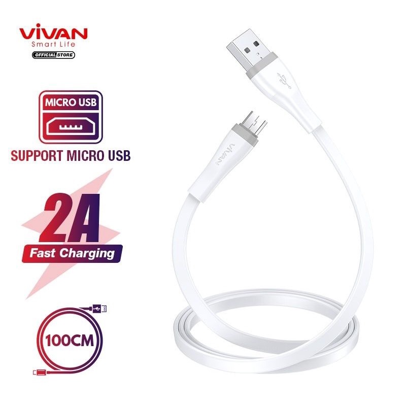 Kabel Data Vivan 2A Quick Charge Fast Charging Micro USB 1M 30CM