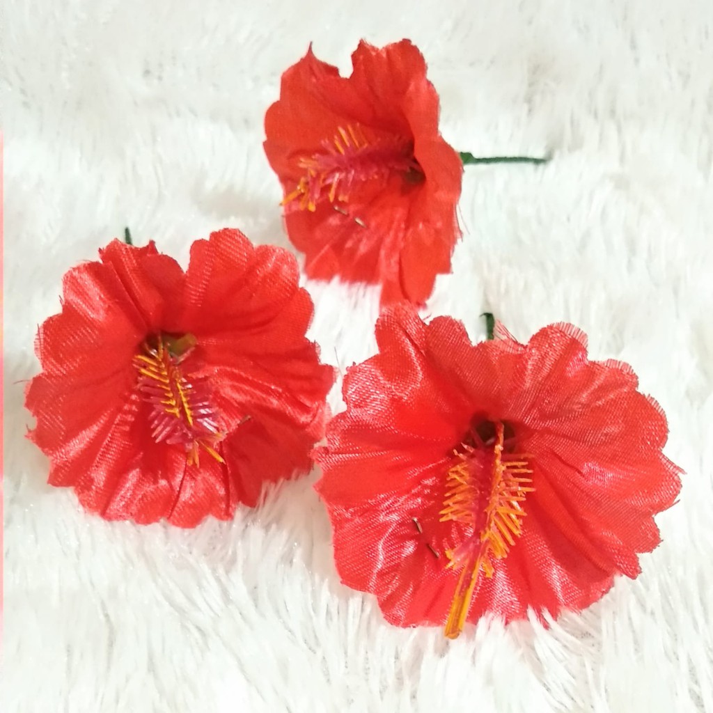 Aksesoris Rambut Bunga Kembang Sepatu / Pucuk Rejuna Merah Kecil