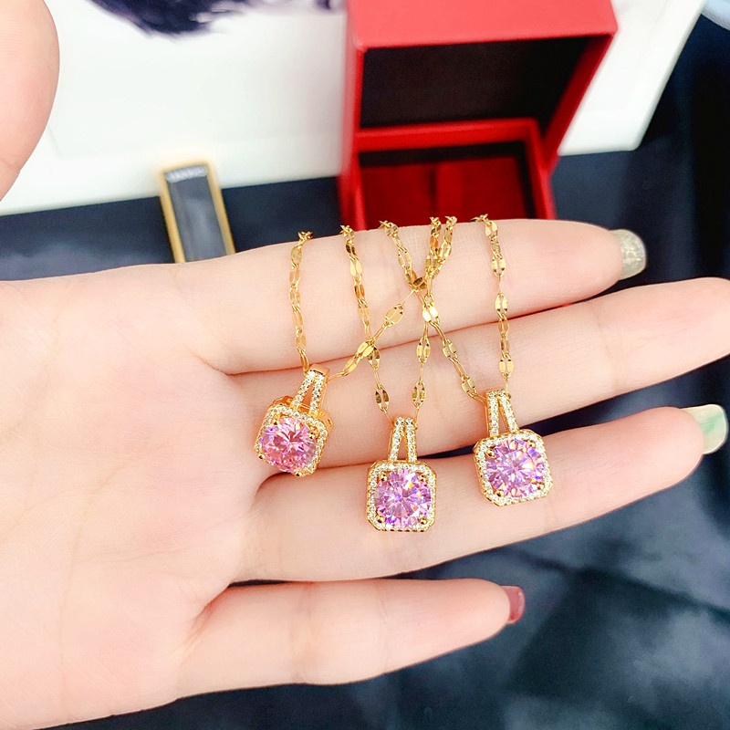 Kalung Titanium AAAAA Zircon 18k Emas Anti Karat Klasik Korea Wanita Perhiasan