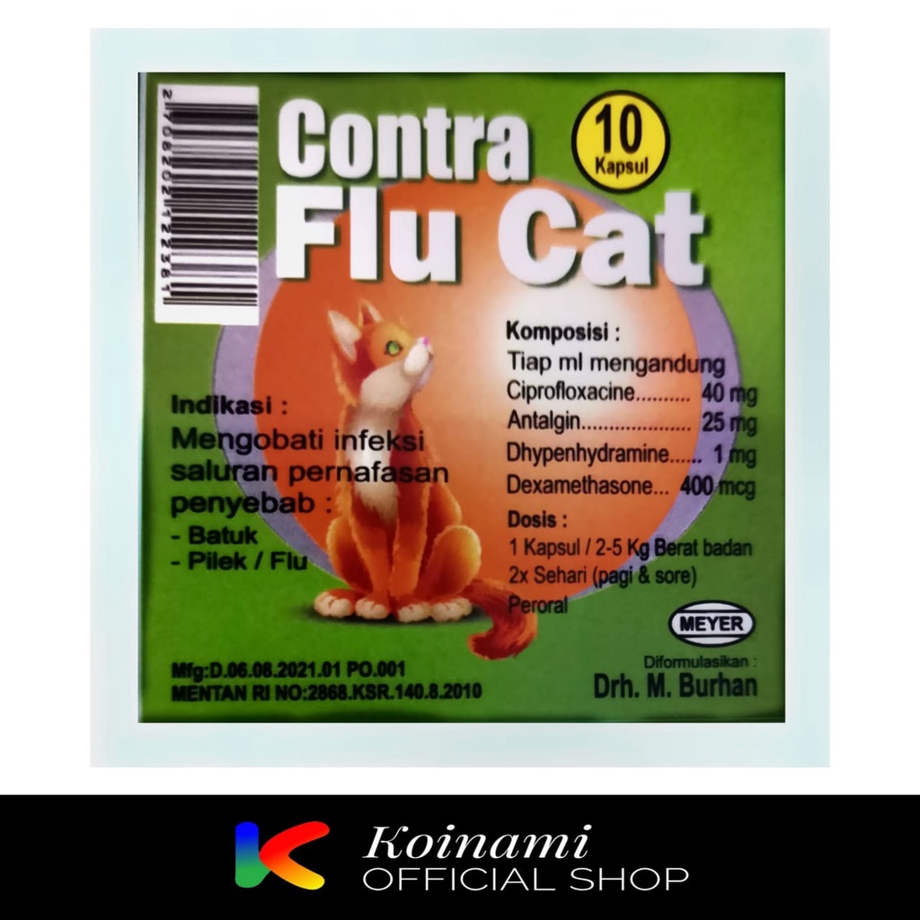 Contra Flu Cat 10 Kapsul / Obat Flu Kucing / Obat Pilek Kucing / BTM