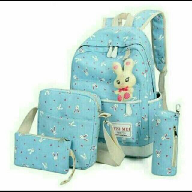 Tas ransel anak perempuan karakter kelinci 4in1 - tas ransel anak