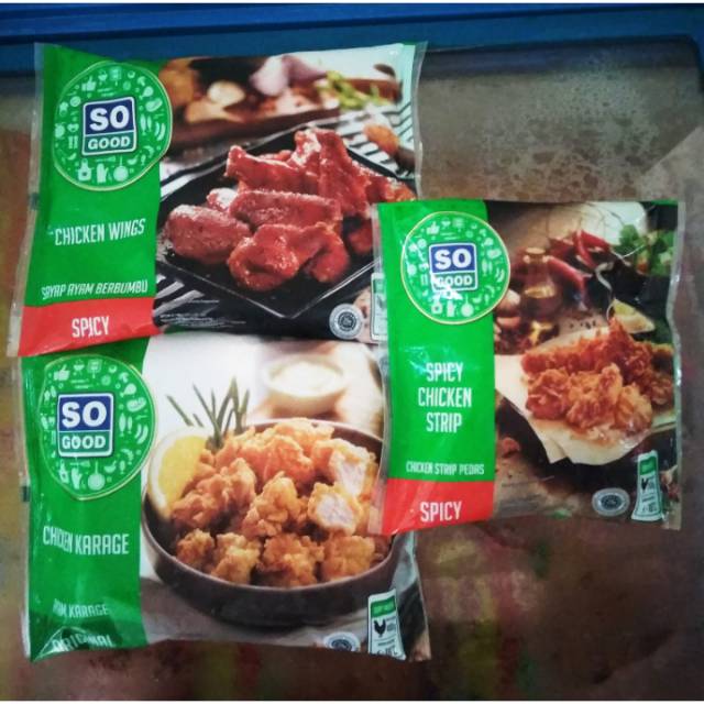 

Paket Hemat So Good Karage 400gr plus Chicken Wing 400gr & Spicy Chicken Strip 250gr