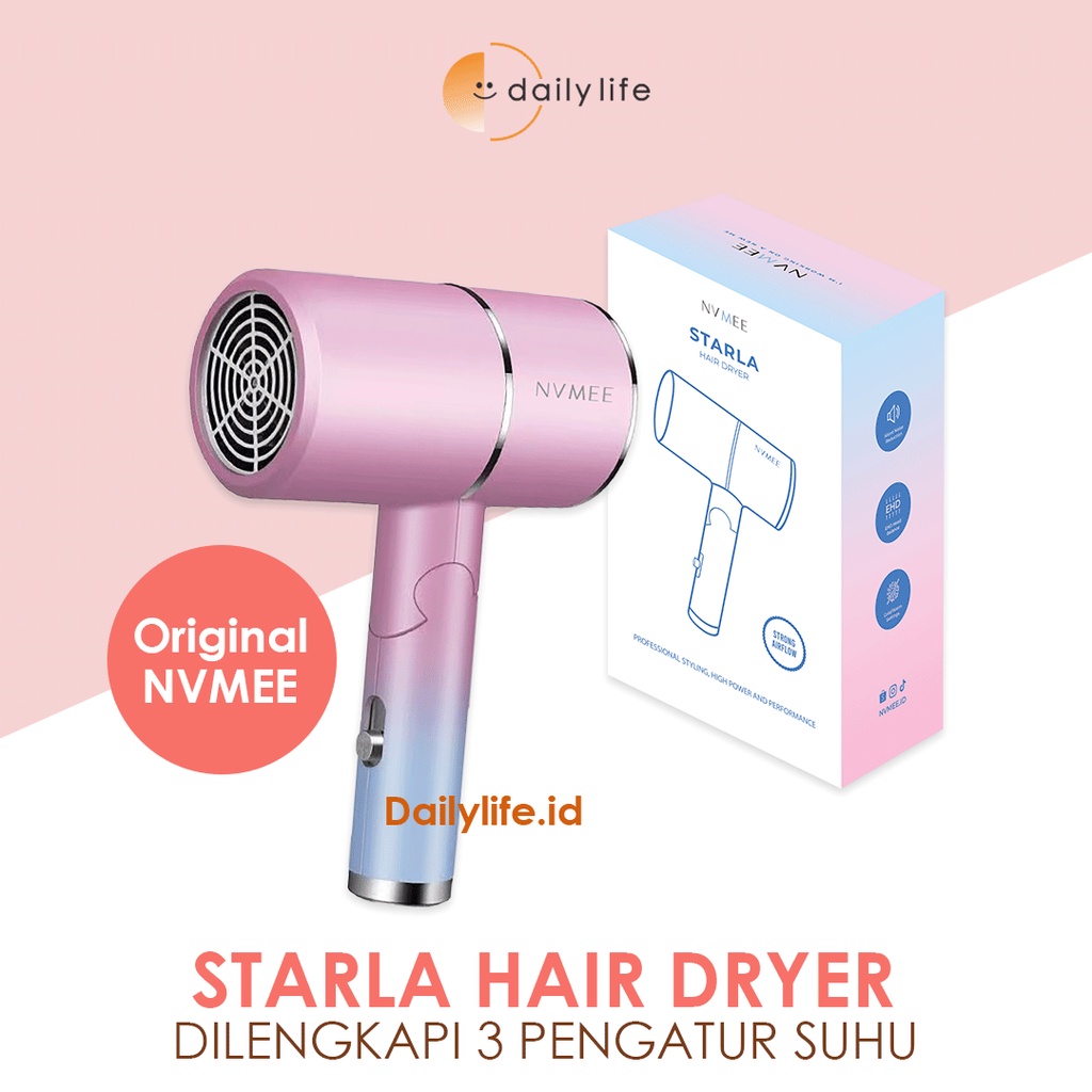 Hair Dryer Lipat Pengering Rambut STARLA Hemat Listrik 750W ORI NVMEE - DRY-LPT - Dailylife.id