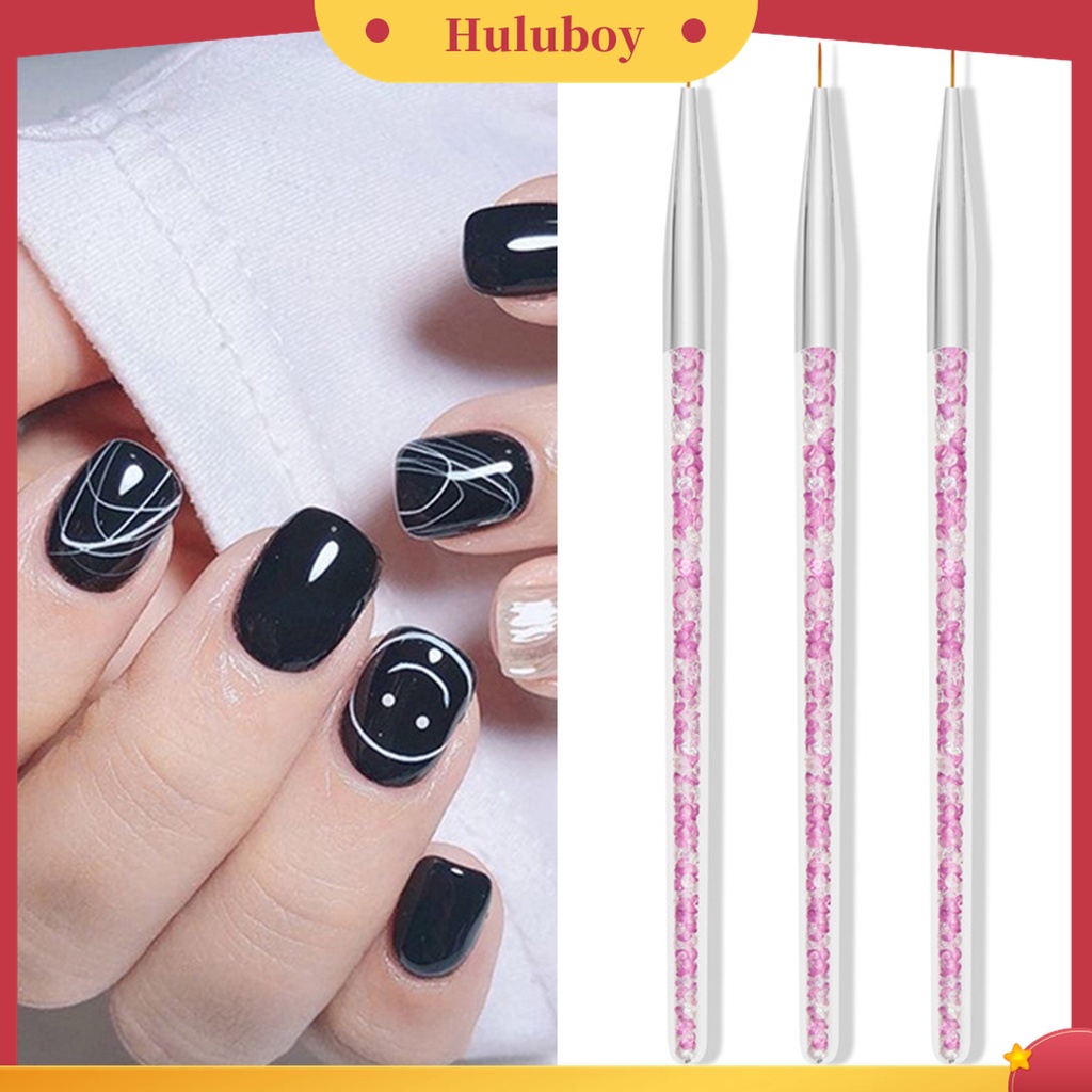 Huluboy Huluboy♡ 3 Pcs Pen Liner Bahan Nilon Wol Untuk Menggambar Nail Art