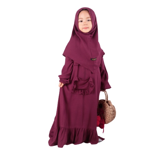 Set Gamis Humaira Anak Usia 1 Sampai 2 Tahun Terbaru Rayon Twill Premium Polos Nyaman