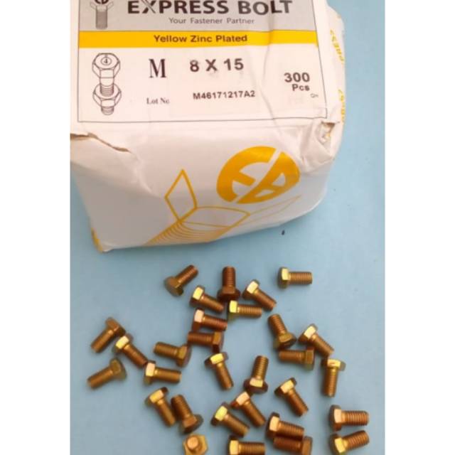 PER KOTAK Baut Siku Rak / Express Bolt/Baut 8x15 Kuning Kunci 12 8 x 15 M8 Mur Siku Lubang Lobang