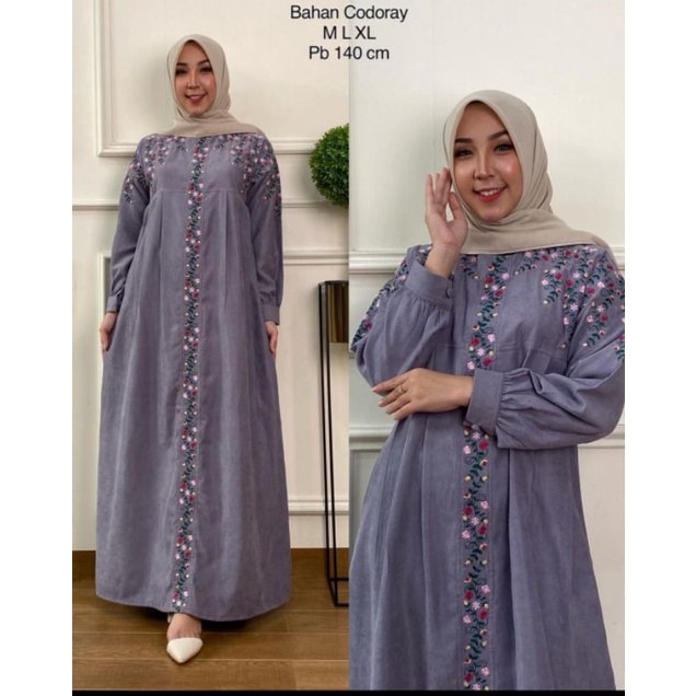 ameera_mode/gamis bordir bunga/gamis codoray/gamis bordir terbaru