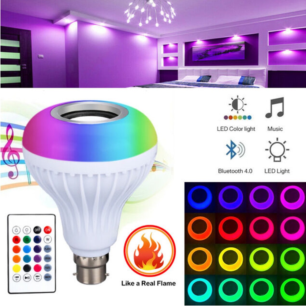 Wireless LED Smart Bluetooth Bulb Bohlam Speaker Musik Lampu APP 2 in 1 With Remote Control Party Light