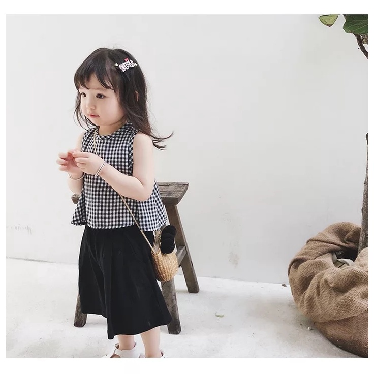 BEFAST - ZTL OOTD Setelan Anak DIAYAN / SETELAN ANAK ROK ELEN / Oneset Anak Perempuan Terbaru / Pakaian Casual Anak / Set Atasan Tanpa Lengan+Rok Pendek / Fashion Anak Perempuan Kekinian / Oneset Trendy / Terlaris