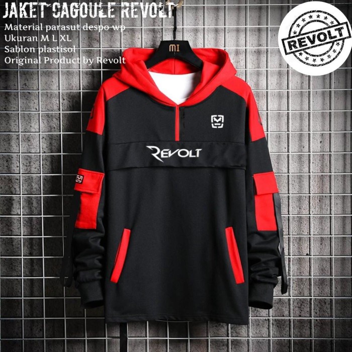 JAKET CAGOULE WATERPROOF / JAKET PRIA / JAKET CAGOULE 3D / JAKET MURAH - Merah, XS(Z5A0) Jaket Pria 