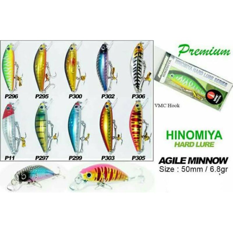 HINOMIYA PREMIUM HARD LURE AGILE MINNOW (5cm / 6,8gram) SINKING