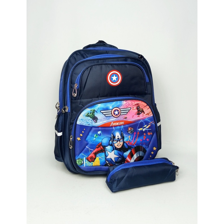 TAS ANAK IMPORT TAS ANAK CEWEK COWOK KARAKTER FROZEN BATMAN AVENGERS FREE KOTAK PENSIL