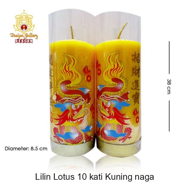 Lilin/Candle Puja Sembahyang Lotus 10 Kati Kuning Naga