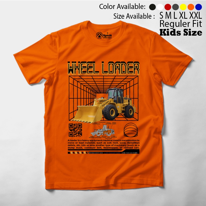 Baju Kaos Atasan Anak Laki-laki Streetwear Wheel Loader Alat Berat