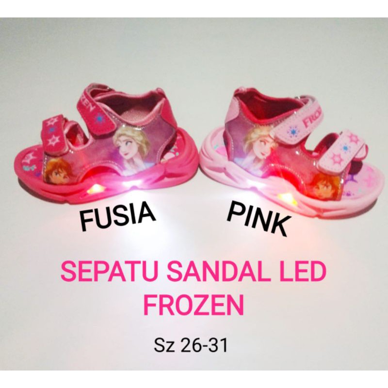 SEPATU SANDAL ANAK PEREMPUAN LAMPU LED SANDAL GUNUNG KARAKTER FROZEN