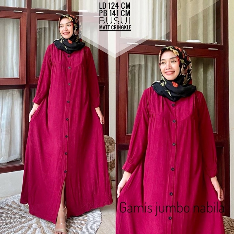 Gamis wanita jumbo crinkle nabila