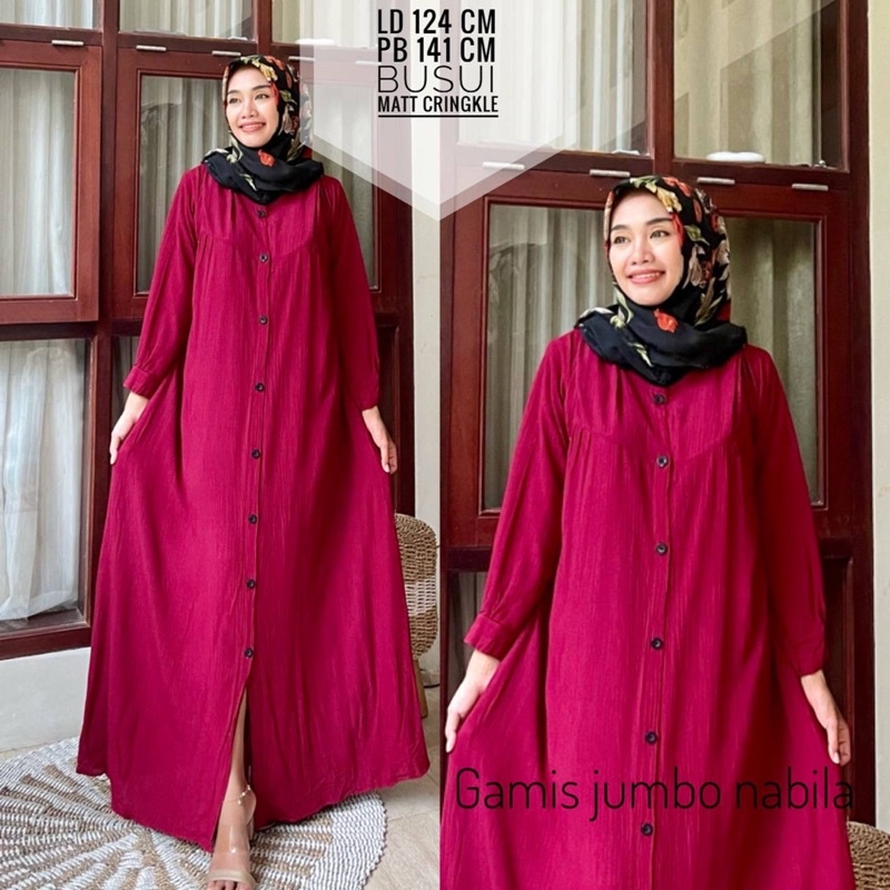 Gamis wanita jumbo crinkle nabila