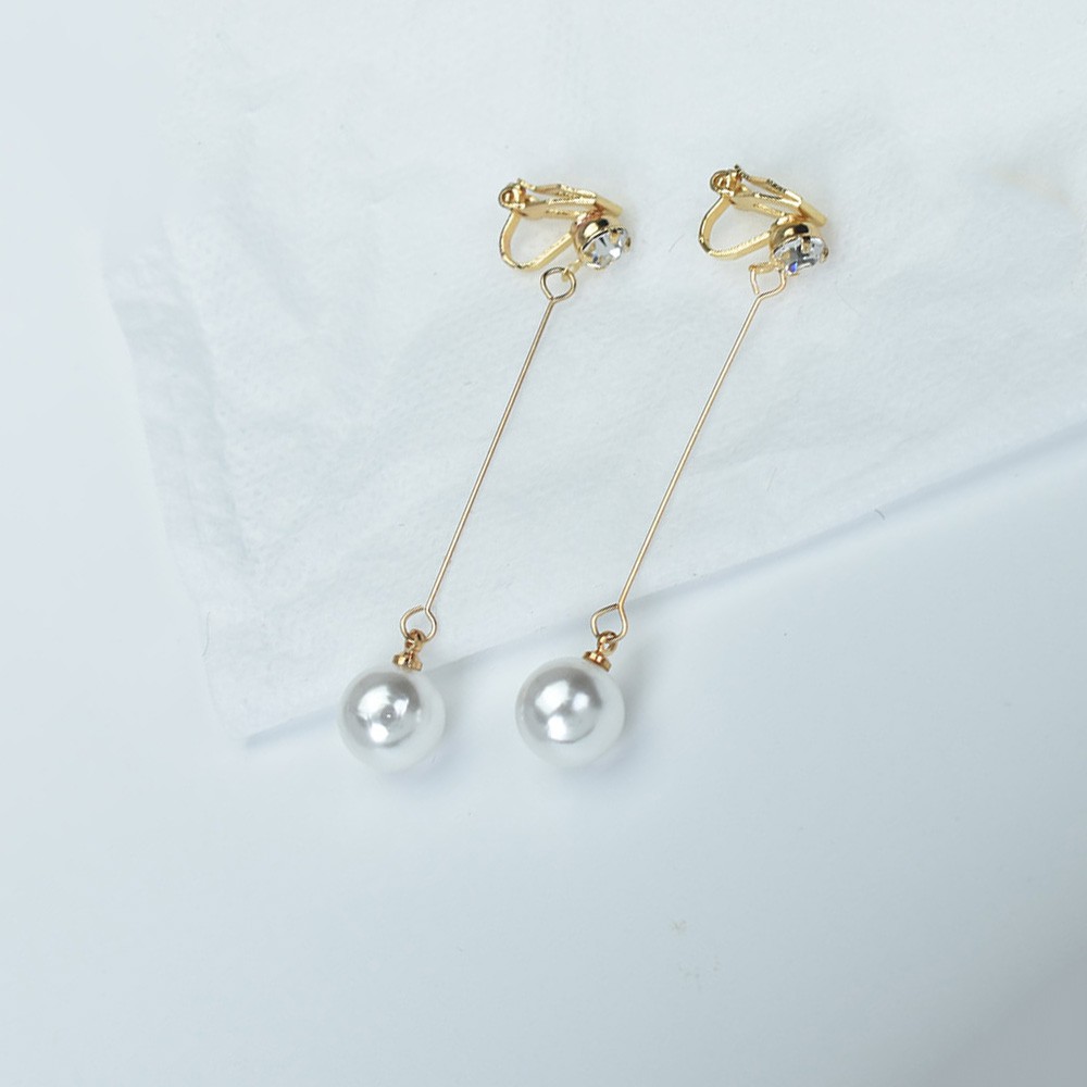 Anting Klip Tanpa Tindik Hias Mutiara Warna Emas Untuk Wanita