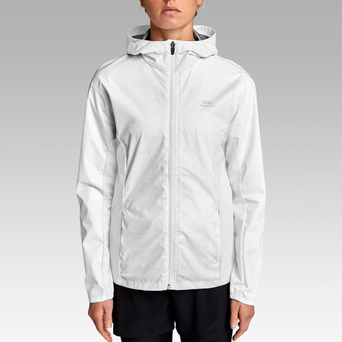 Alan - Kalenji Jaket Lari Waterproof Women's Running Rain Jacket - White - XS