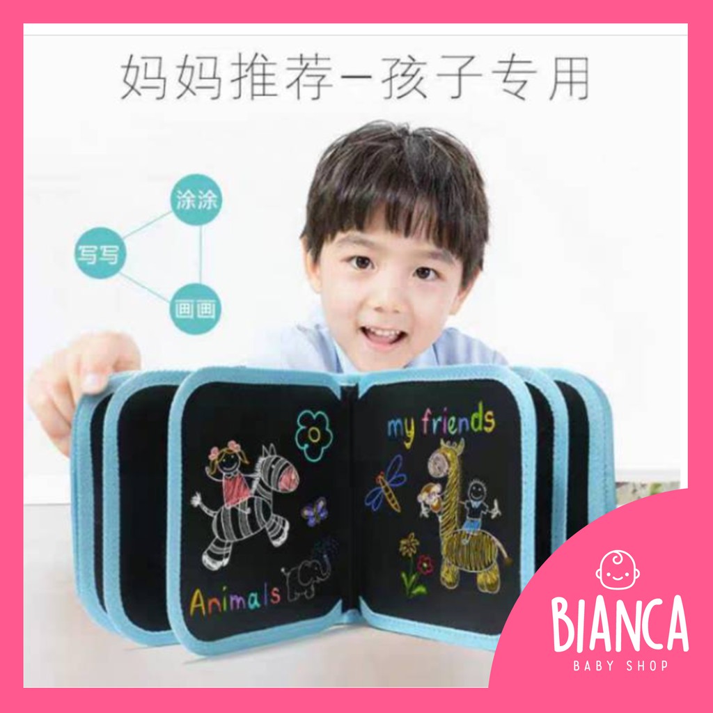 BIANCA - (TANPA BOX) Doodle Book 1KG 3PC  / Papan Tulis Reuseable / Papan Tulis Edukasi