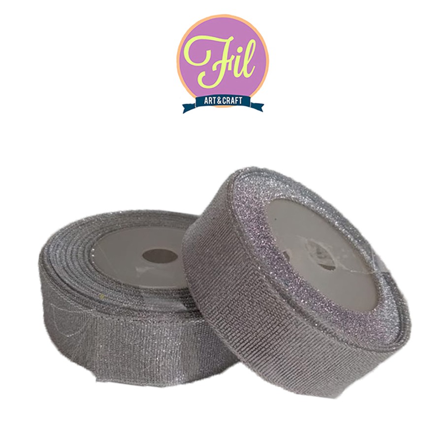 

Pita Satin Silver Kasar 1 inch / Pita Kain Silver 1" /Pita Satin 1inch