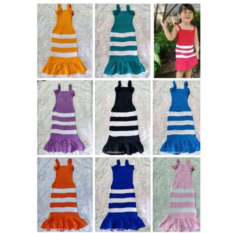 baju dress rajut anak perempuan model duyung/baju dress model duyung
