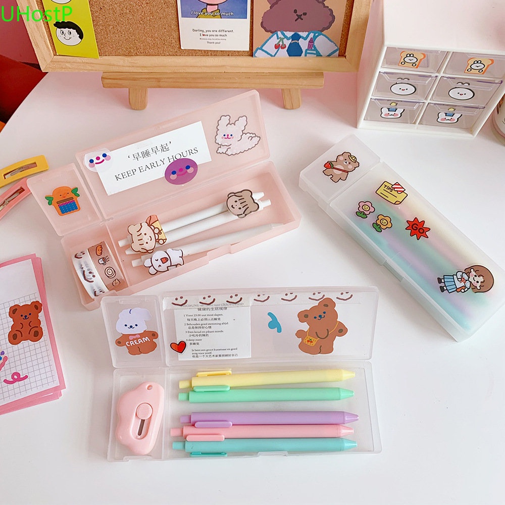 

Pencil Case Student Transparent Pure Color Big Capactiy Creative Korea Japan