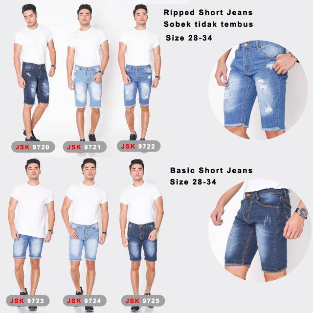 Celana jeans pendek pria denim JSK jeans