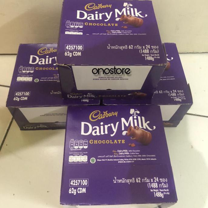 

Cokelat Cadbury Dairy Milk Chocolate 62 gram 1 box (24 pcs)