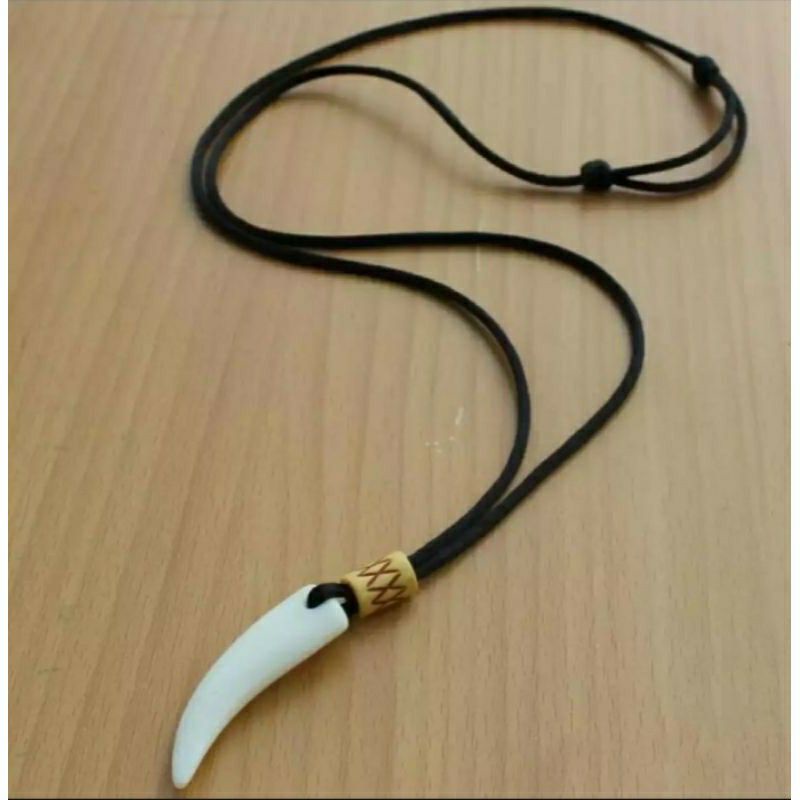 Kalung taring pria model tulang milamin keren Cowok cewek Aksesoris