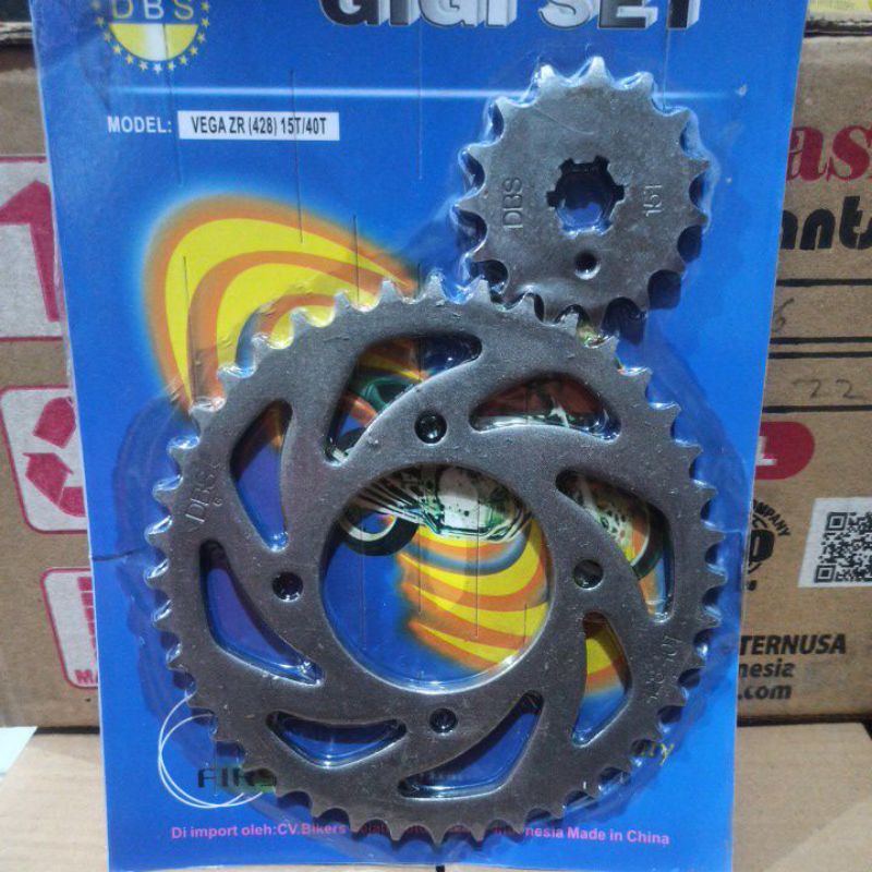 GEAR SET GIR DEPAN BELAKANG PRESS VEGA ZR 428 15T/40T DBS