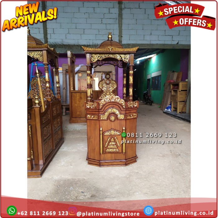Mimbar Masjid Ukiran Jepara, Mimbar Jati, Mimbar Jepara, Mimbar Podium Platinumliving Furniture Indo