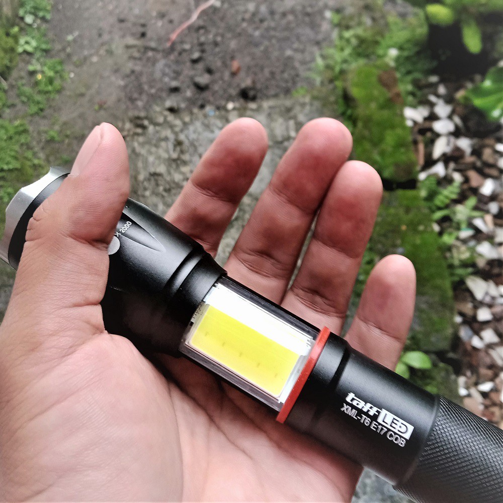 Senter E17 COB Waterproff LED Torch Cree XM-L T6 8000 Lumens Hitam