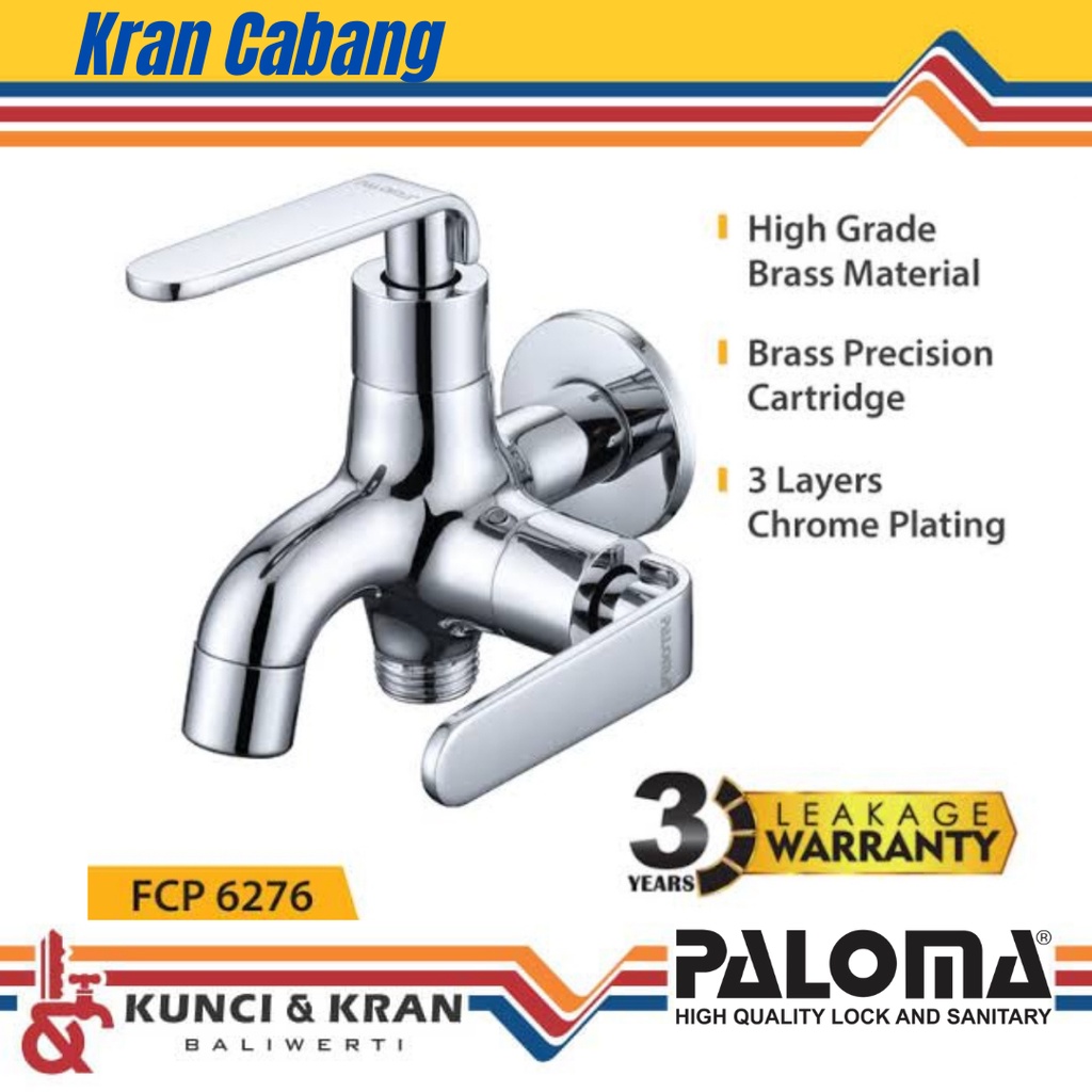 Keran Cabang PALOMA FCP 6276 Kran Shower Bak Mandi Double Kran Tembok