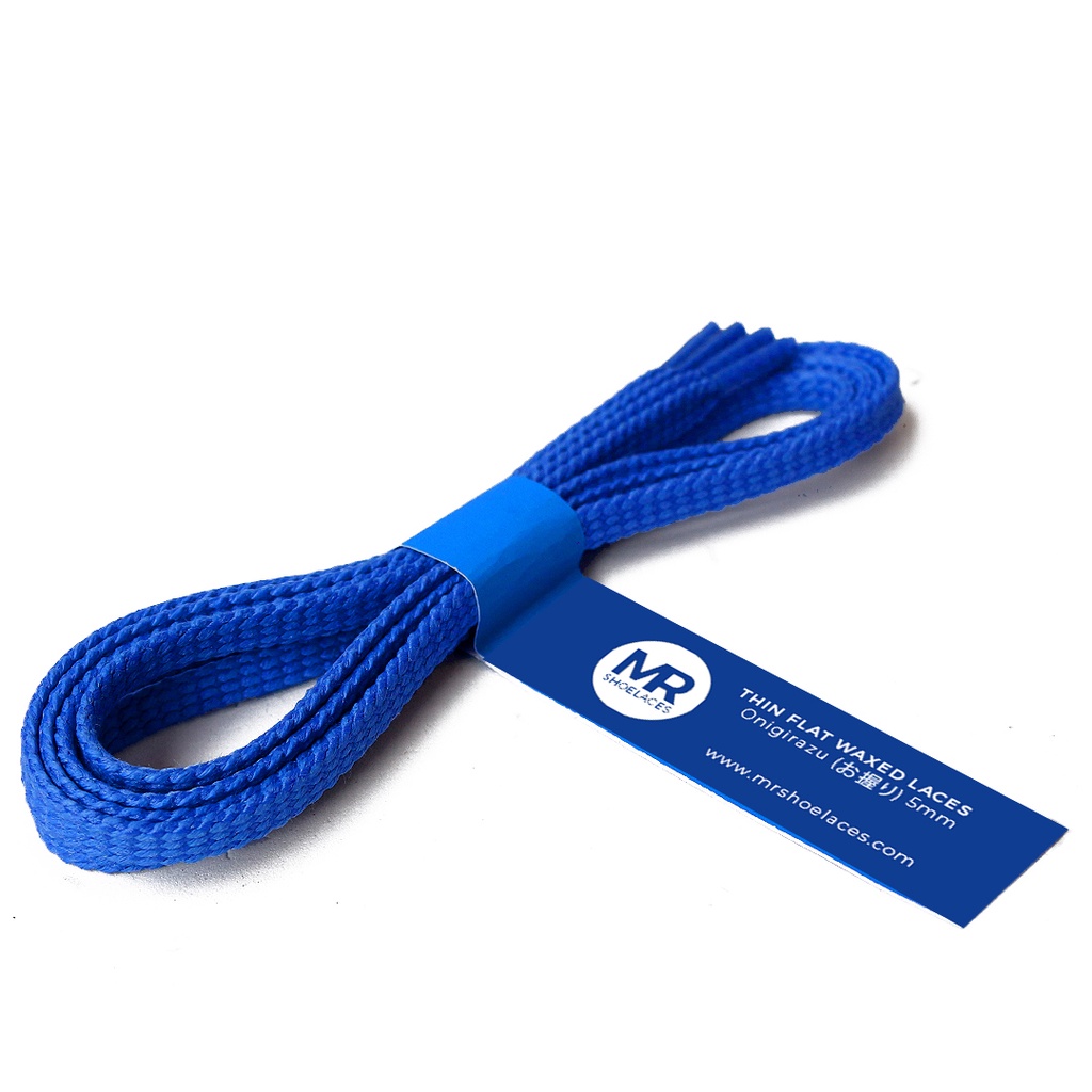 MR Shoelaces TH27 Onigirazu (Biru) Tali Sepatu Lilin Gepeng Thin 3-4mm (Waxed Laces) 50cm 80cm 120cm 150cm