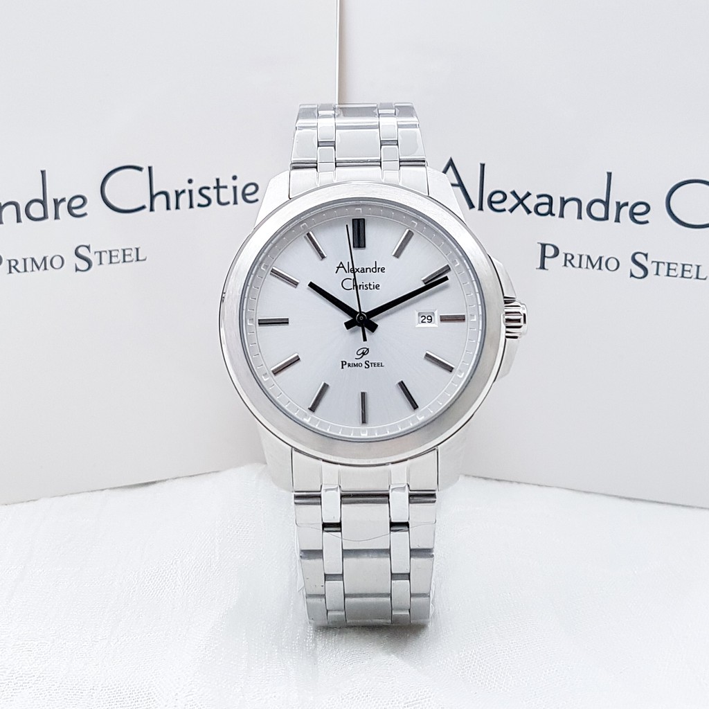 jam tangan alexandre christie pria 1017 primo steel - silver white