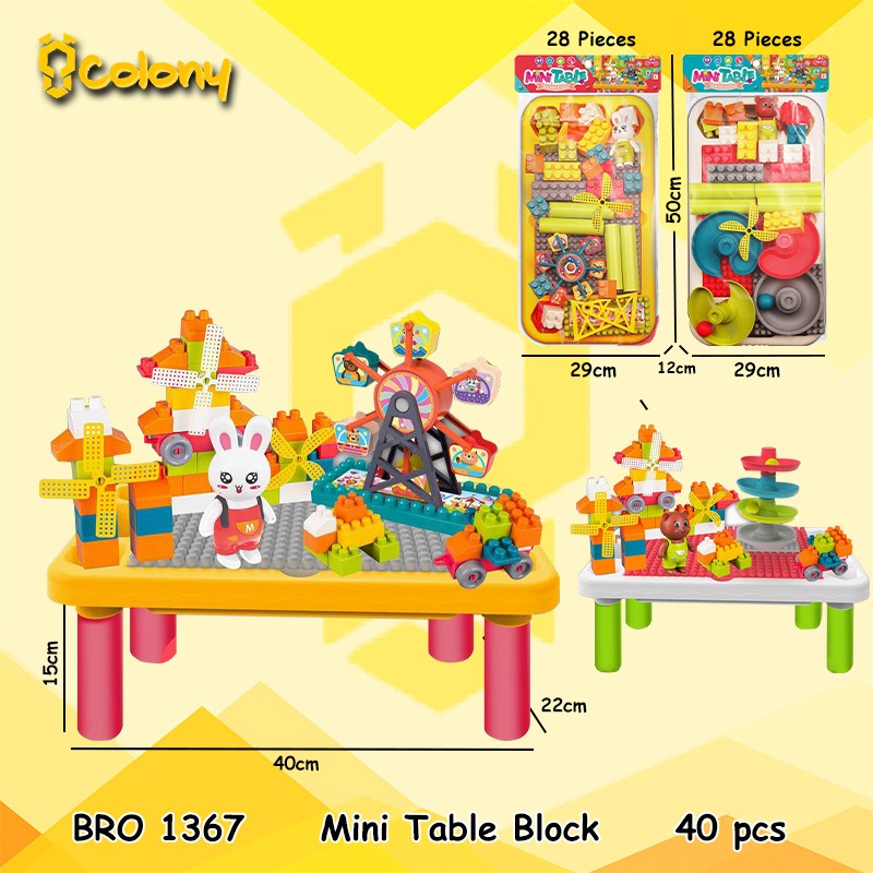 PROMO BRO1367 Kuning Meja Belajar Blok BLock Balok Bricks Tumpuk Besar Jumbo Building Set Mainan Anak Duplo Hobi Koleksi Model Kit COLONY